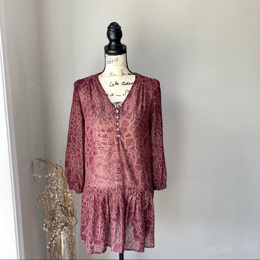 Sam Edelman Cranberry Sheer Pocket Dress